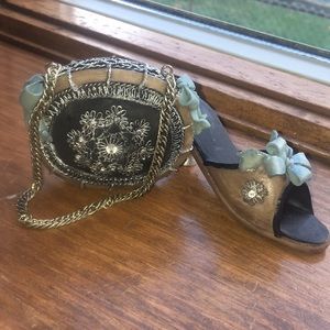 Nostalgia Miniature Collectible Purse&Shoe Blue